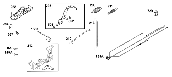 Controls Group Diagram and Parts List for 49T877-0035-G1 400000 - 699999 Briggs and Stratton Engine
